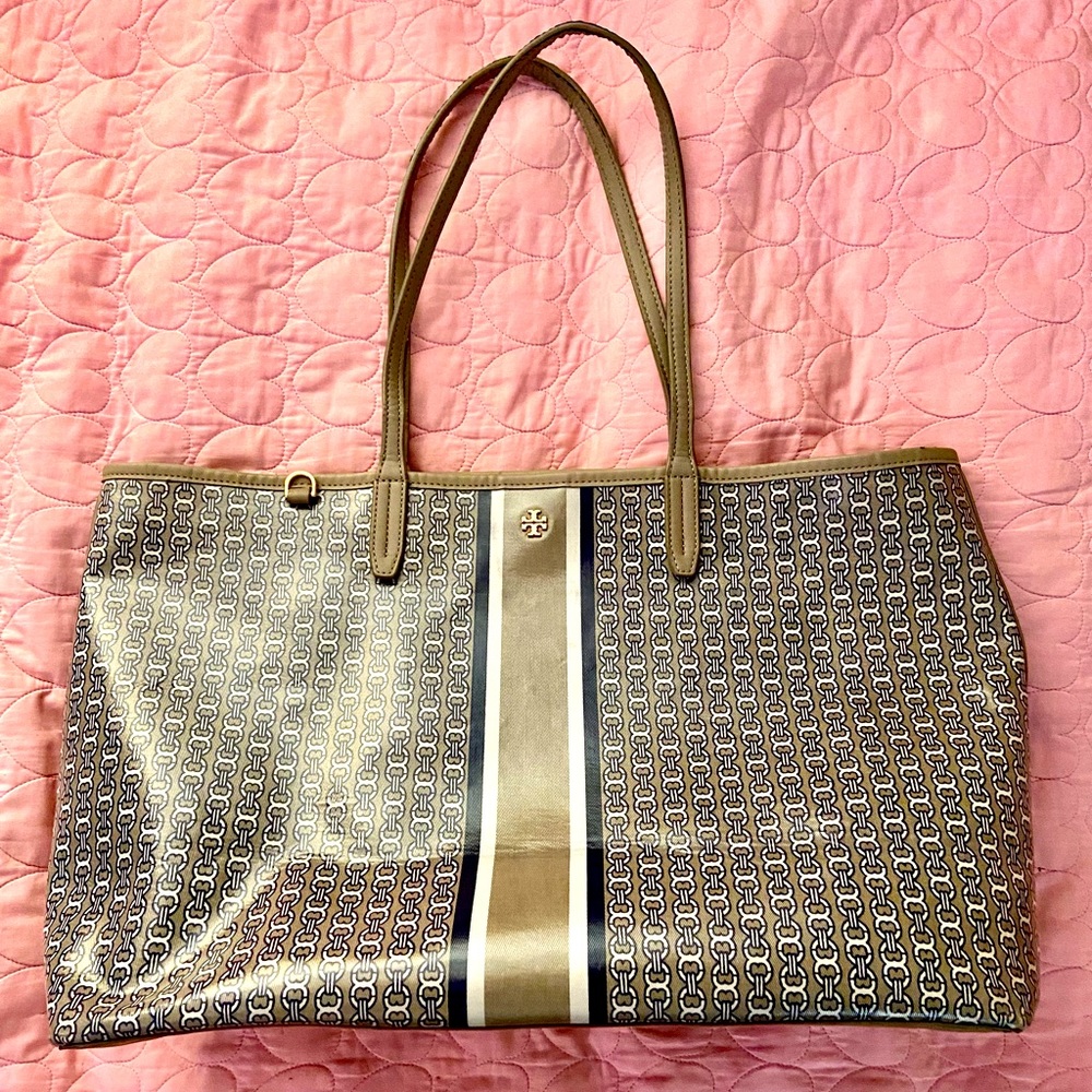 Tory Burch gemini link canvas tote bag